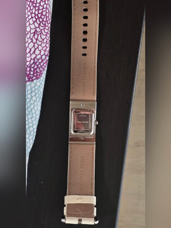 Michael Kors White Leather Cuff Watch Silver Tone with Original Box main image 9